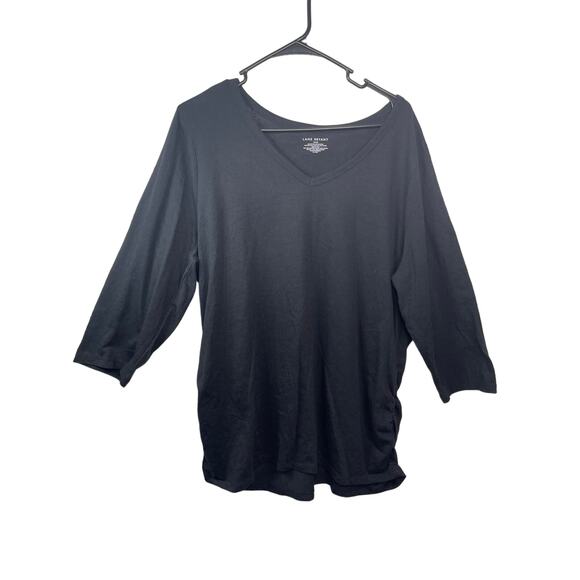 Lane Bryant tee t-shirt blouse top women's 18 - 20 knit black v-neck light wt - Picture 1 of 16